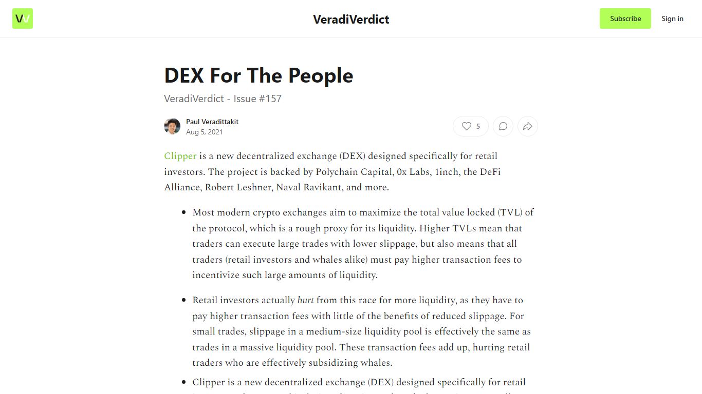 DEX For The People - by Paul Veradittakit - VeradiVerdict